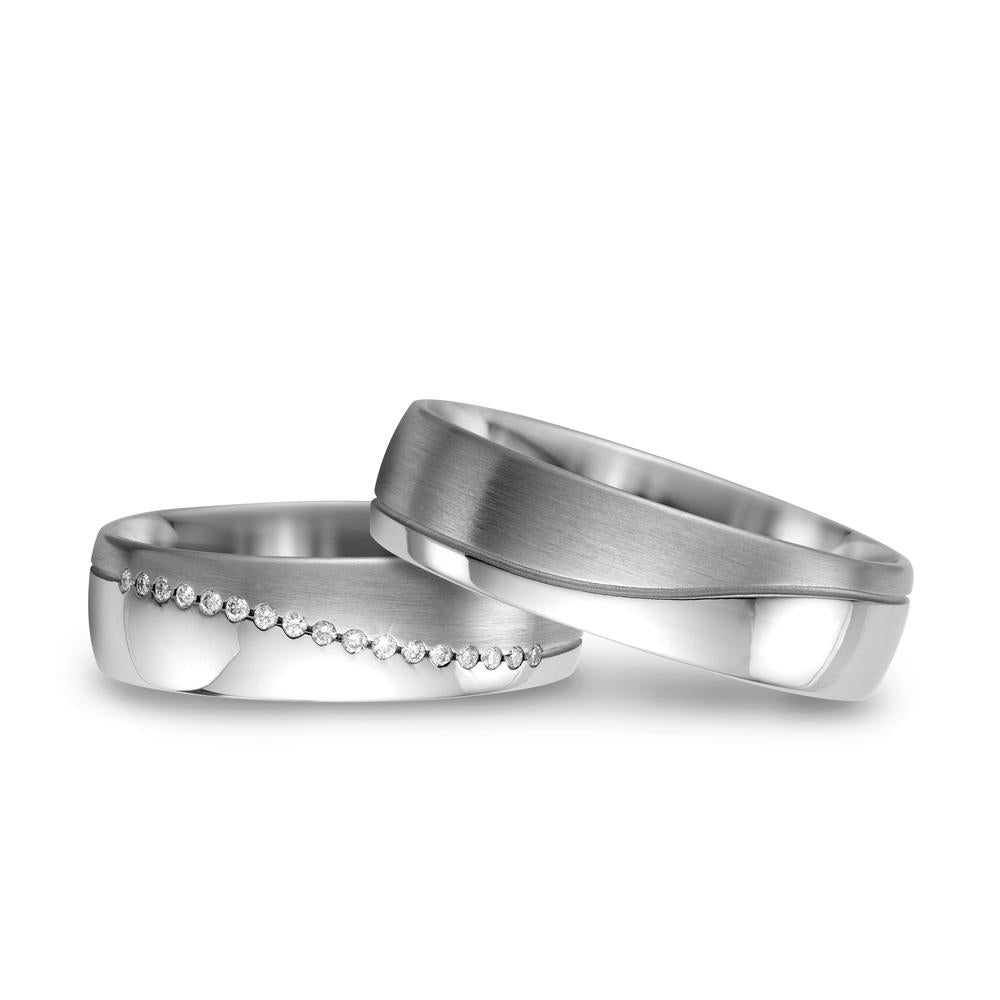 Partnerring 585/14 K vitguld diamant vit, 0.085 ct, 17 stenar, w-si