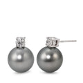 Örhängen med knoppar 750/18 K vitguld diamant 0.46 ct, 2 stenar, w-si Tahitisk pärla, 2 Pärlor, 11 mm