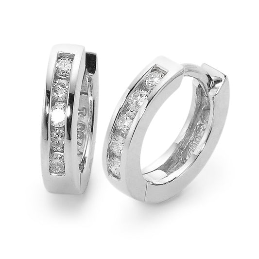 Hopfällbara örhängen 750/18 K vitguld diamant 0.21 ct, 10 stenar, w-si