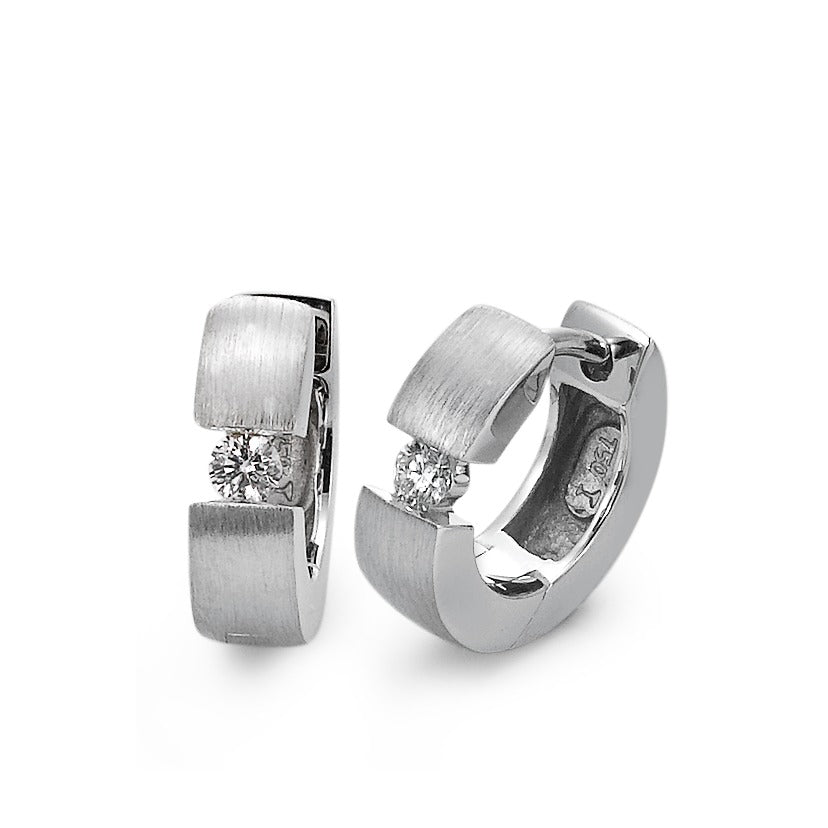 Hopfällbara örhängen 750/18 K vitguld diamant 0.13 ct, 2 stenar, w-si