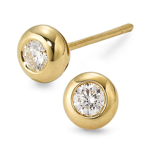 Örhängen med knoppar 750/18 K gult guld diamant 0.25 ct, 2 stenar, w-si Ø5 mm