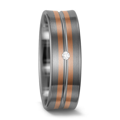 Partnerring 500 palladium, 585/14 K rött guld diamant vit, 0.02 ct, w-si