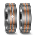 Partnerring 500 palladium, 585/14 K rött guld diamant vit, 0.02 ct, w-si