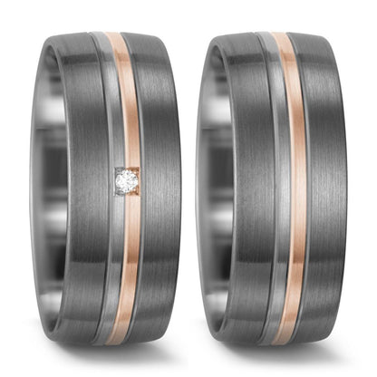 Partnerring 500 palladium, 585/14 K vitguld, 585/14 K roséguld diamant vit, 0.015 ct, w-si
