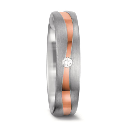 Partnerring 750/18 K vitguld, 750/18 K rött guld diamant vit, 0.03 ct, tw-vsi