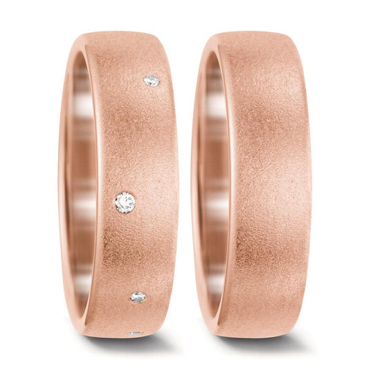 Partnerring 750/18 K roséguld diamant vit, 0.06 ct, 8 stenar, tw-vsi