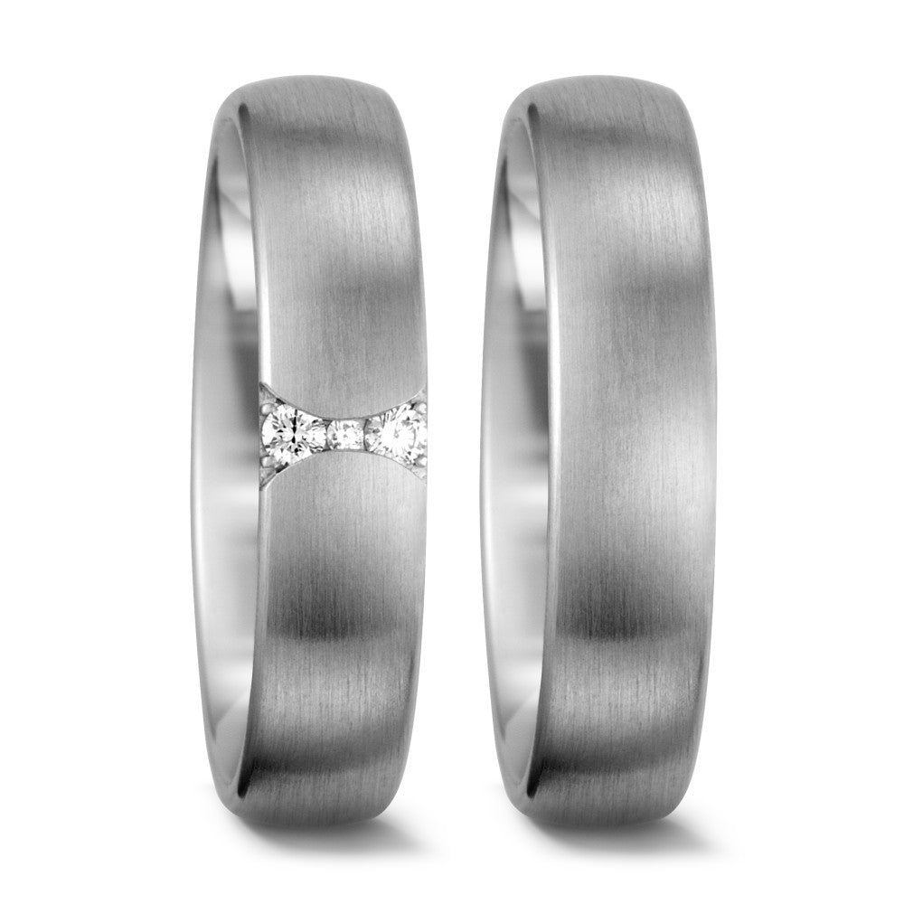 Partnerring 750/18 K vitguld diamant vit, 0.055 ct, 3 stenar, tw-vsi