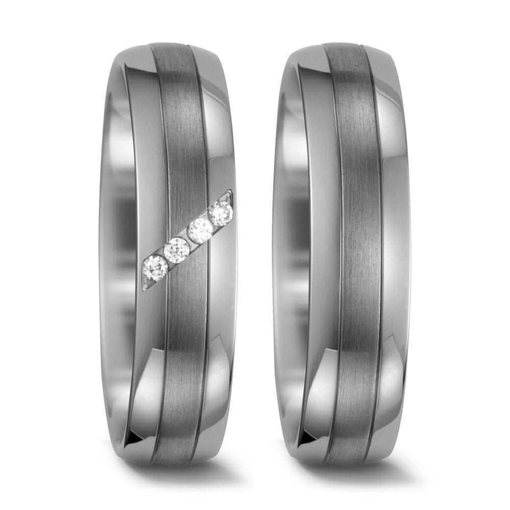 Partnerring 950 palladium, 500 palladium [Diamant] [weiss], 0.04 ct, 4 stenar, w-si