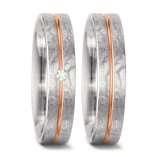 Partnerring 750/18 K vitguld, 750/18 K rött guld diamant vit, 0.02 ct, tw-si