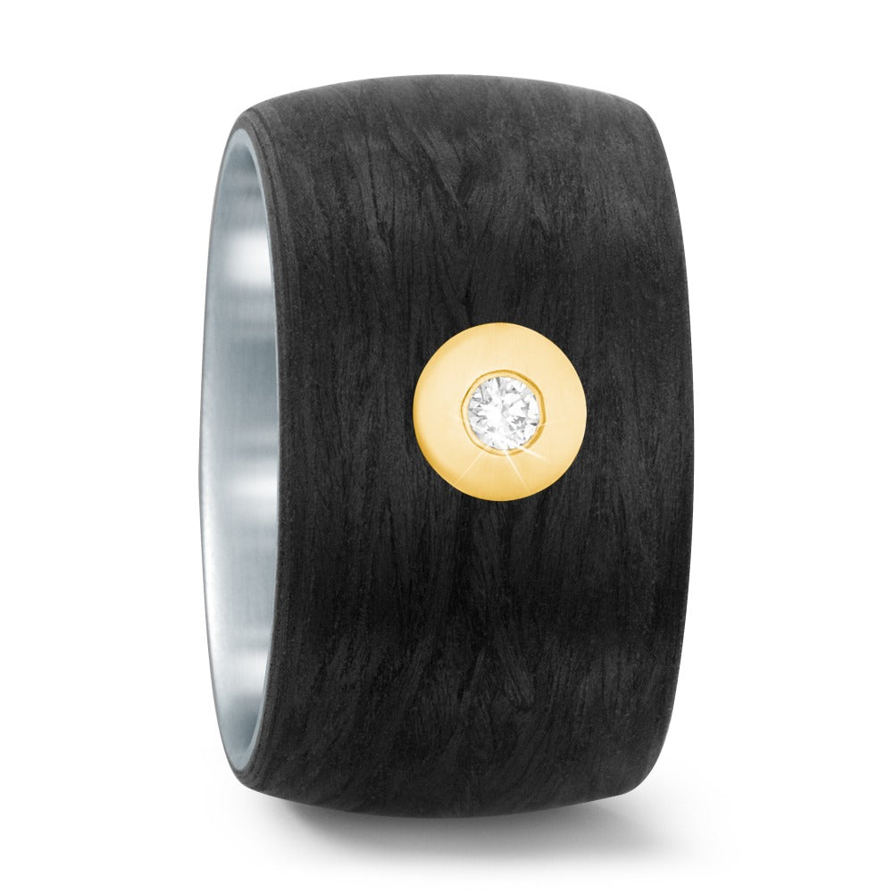 Finger ring rostfritt stål, Kol, 750/18 K gult guld