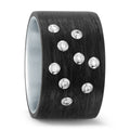Finger ring rostfritt stål, Kol, 750/18 K vitguld