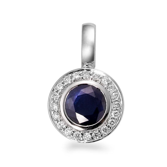 Hängsmycke 750/18 K vitguld safir blå, diamant vit, 20 stenar, w-si Ø9 mm