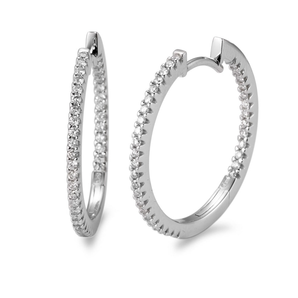 Hopfällbara örhängen 750/18 K vitguld diamant vit, 0.50 ct, 74 stenar, [Brillant], w-si