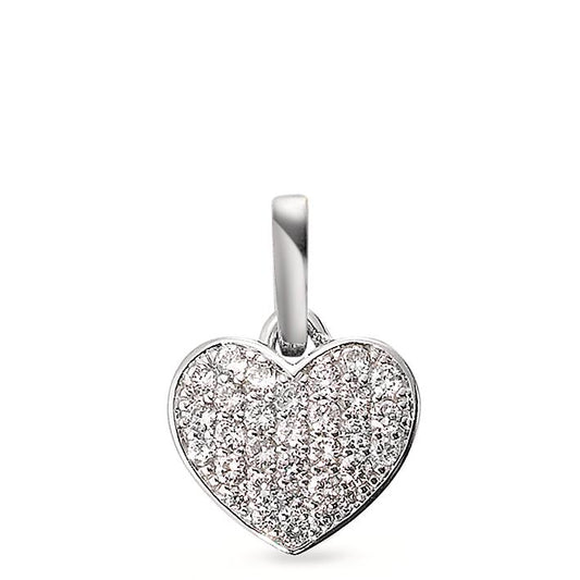 Hängsmycke 750/18 K vitguld diamant vit, 0.25 ct, 31 stenar, [Brillant], w-si Hjärta Ø10 mm