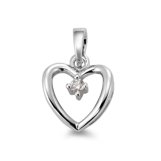 Hängsmycke 750/18 K vitguld diamant vit, 0.03 ct, [Brillant], w-si Hjärta Ø12 mm