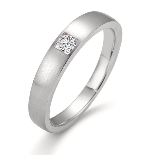 Solitärring 750/18 K vitguld [Diamant] [weiss], 0.11 ct, [Brillant], w-si