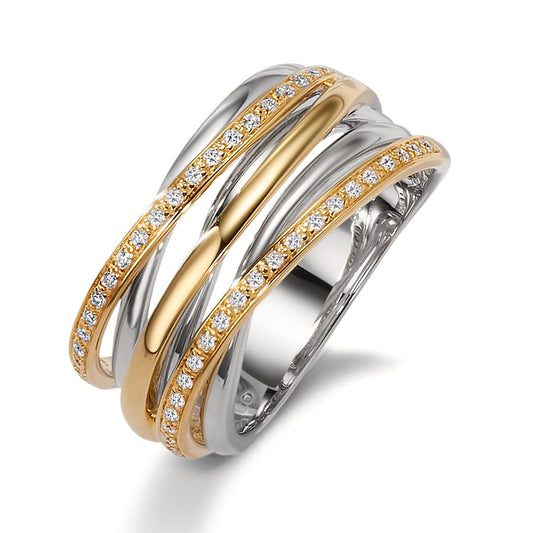 Finger ring 750/18 K vitguld, 750/18 K gult guld diamant vit, 0.18 ct, 45 stenar, [Brillant], w-si