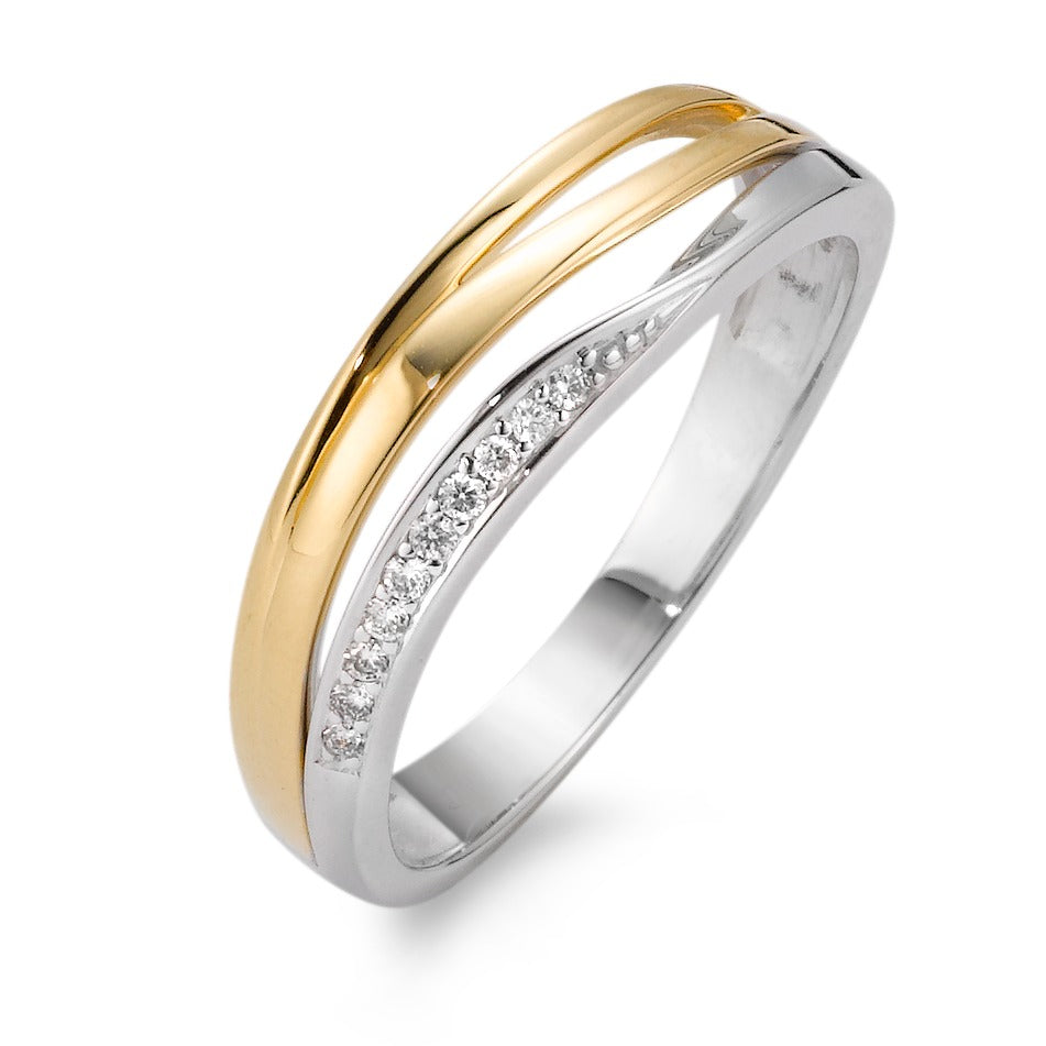 Finger ring 750/18 K vitguld, 750/18 K gult guld diamant vit, 0.05 ct, 10 stenar, [Brillant], w-si