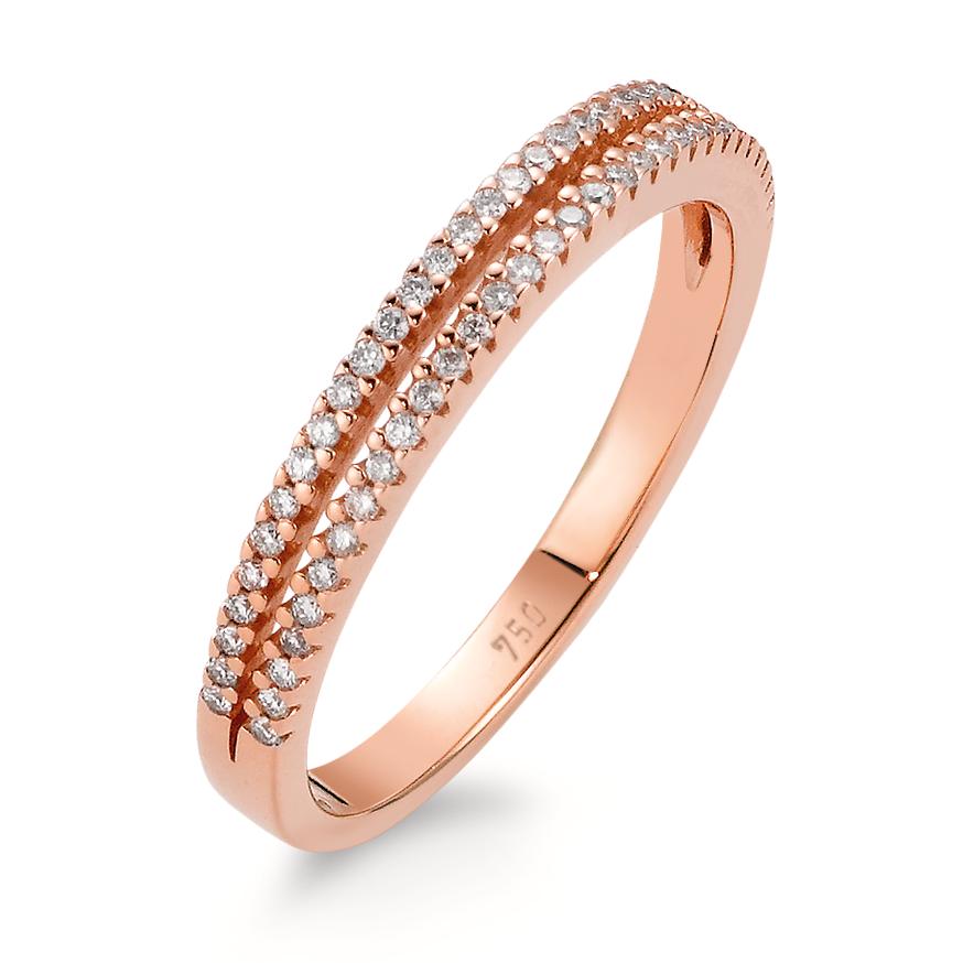 Finger ring 750/18 K roséguld diamant vit, 0.19 ct, 62 stenar, [Brillant], w-si