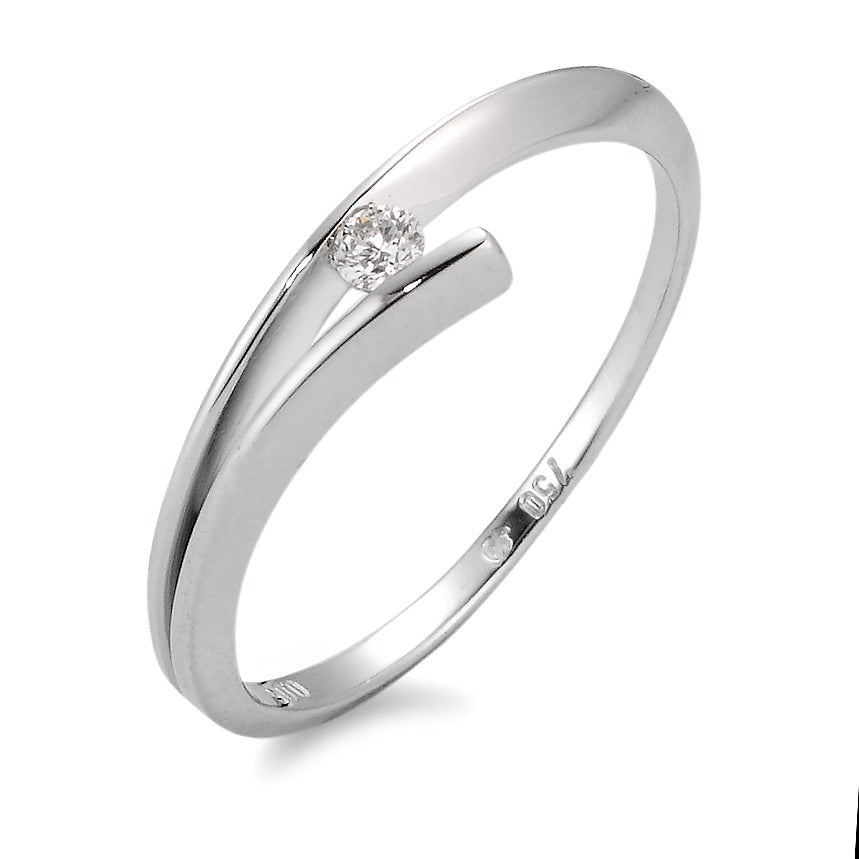Finger ring 750/18 K vitguld diamant vit, 0.05 ct, [Brillant], w-si