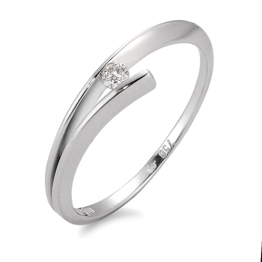 Finger ring 750/18 K vitguld diamant vit, 0.05 ct, [Brillant], w-si