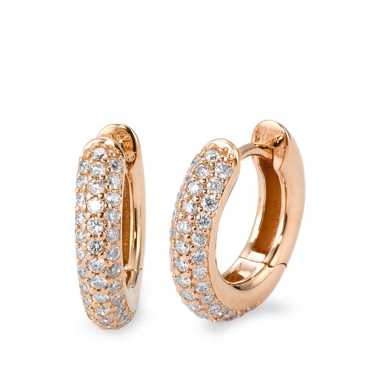 Hopfällbara örhängen 750/18 K rött guld diamant vit, 0.50 ct, 84 stenar, [Brillant], tw-vsi