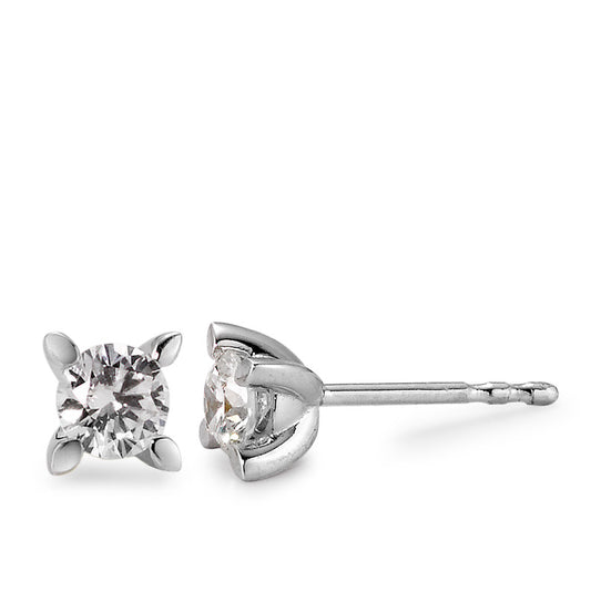 Örhängen med knoppar 750/18 K vitguld diamant vit, 0.50 ct, 2 stenar, [Brillant], w-si Ø5 mm