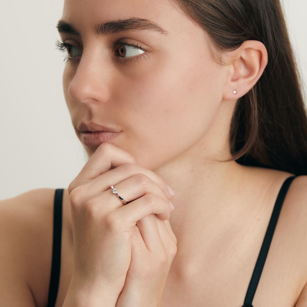 Solitärring 750/18 K vitguld diamant vit, 0.20 ct, [Brillant], w-si