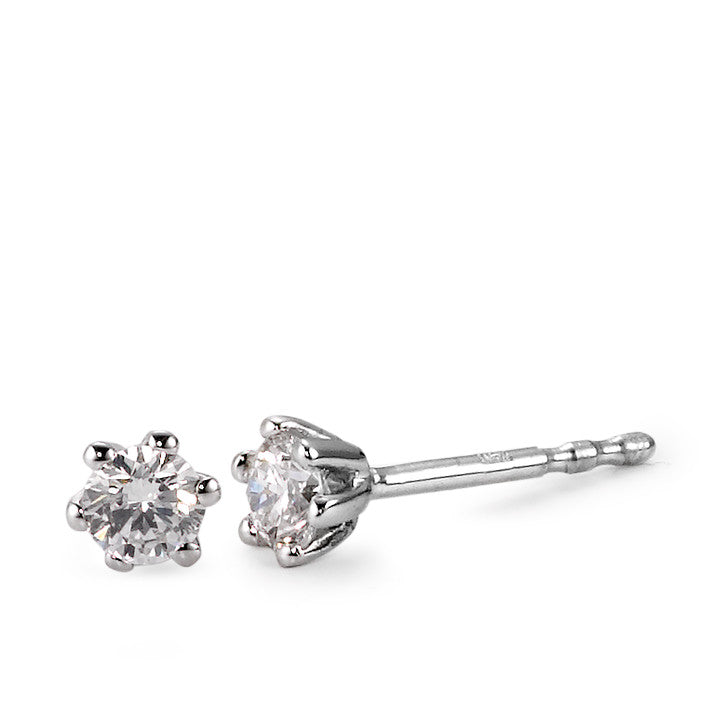 Örhängen med knoppar 750/18 K vitguld diamant vit, 0.25 ct, 2 stenar, [Brillant], w-si Ø4 mm