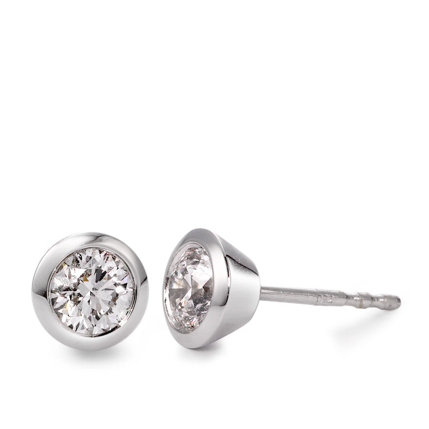 Örhängen med knoppar 750/18 K vitguld diamant vit, 0.50 ct, 2 stenar, [Brillant], w-si Ø5.5 mm