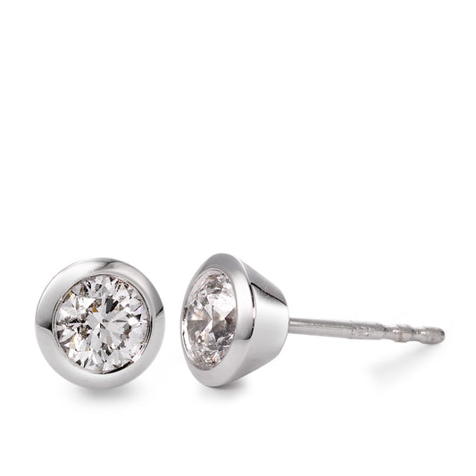 Örhängen med knoppar 750/18 K vitguld diamant vit, 0.50 ct, 2 stenar, [Brillant], w-si Ø5.5 mm