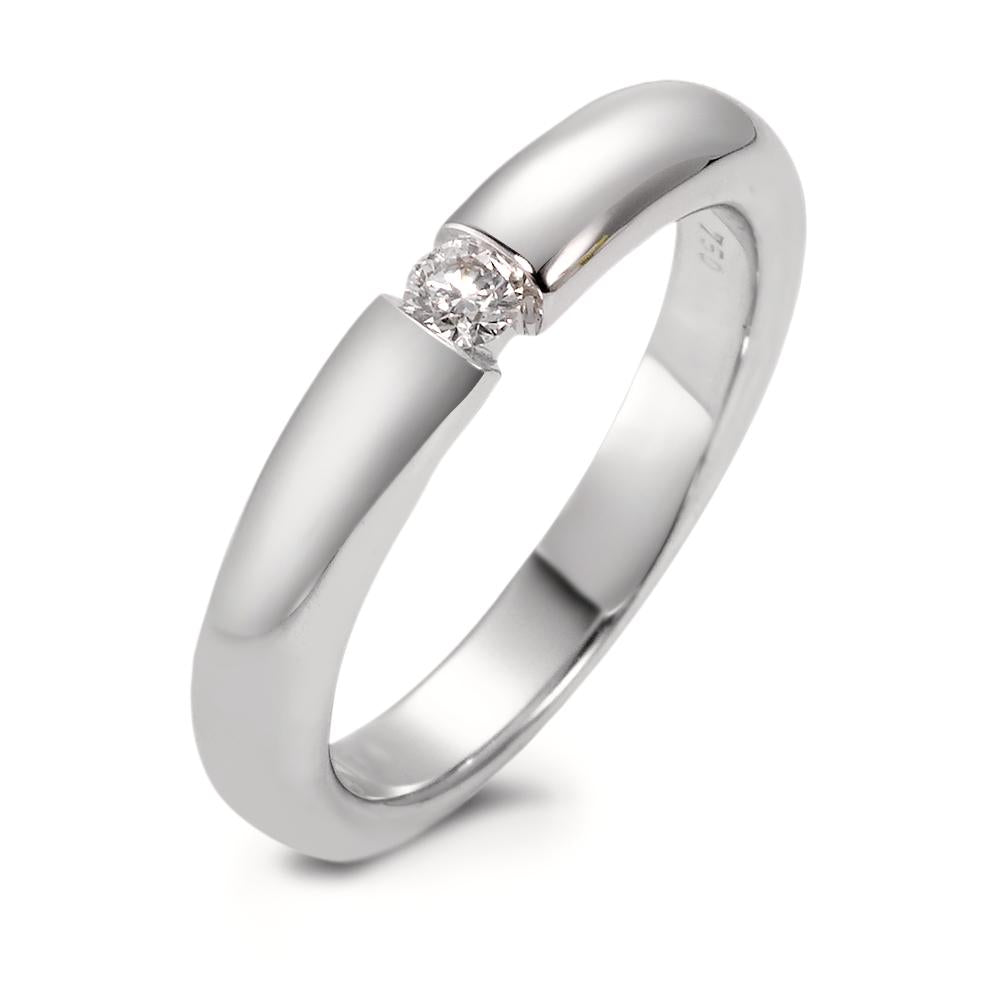 Solitärring 750/18 K vitguld diamant vit, 0.10 ct, [Brillant], w-si