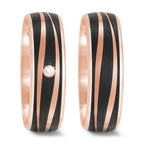 Partnerring 585/14 K roséguld, Kol diamant 0.02 ct, tw-si