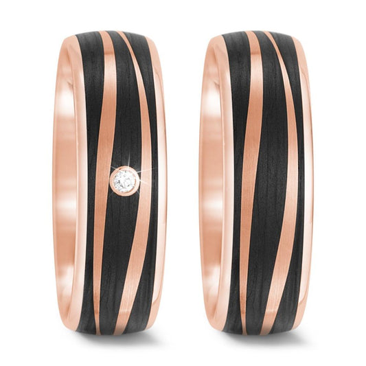 Partnerring 585/14 K roséguld, Kol diamant 0.02 ct, tw-si