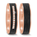 Partnerring 585/14 K roséguld, Kol diamant 0.084 ct, 12 stenar, tw-si