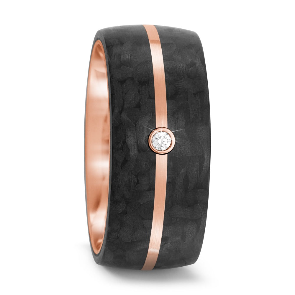 Partnerring 585/14 K roséguld, Kol diamant 0.02 ct, tw-si