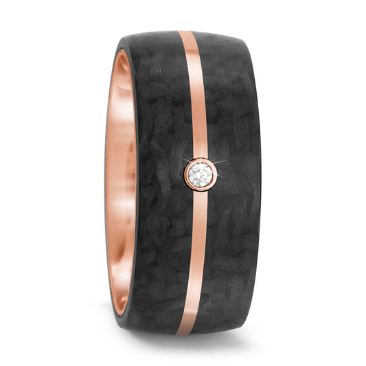 Partnerring 585/14 K roséguld, Kol diamant 0.02 ct, tw-si