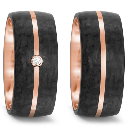 Partnerring 585/14 K roséguld, Kol diamant 0.02 ct, tw-si