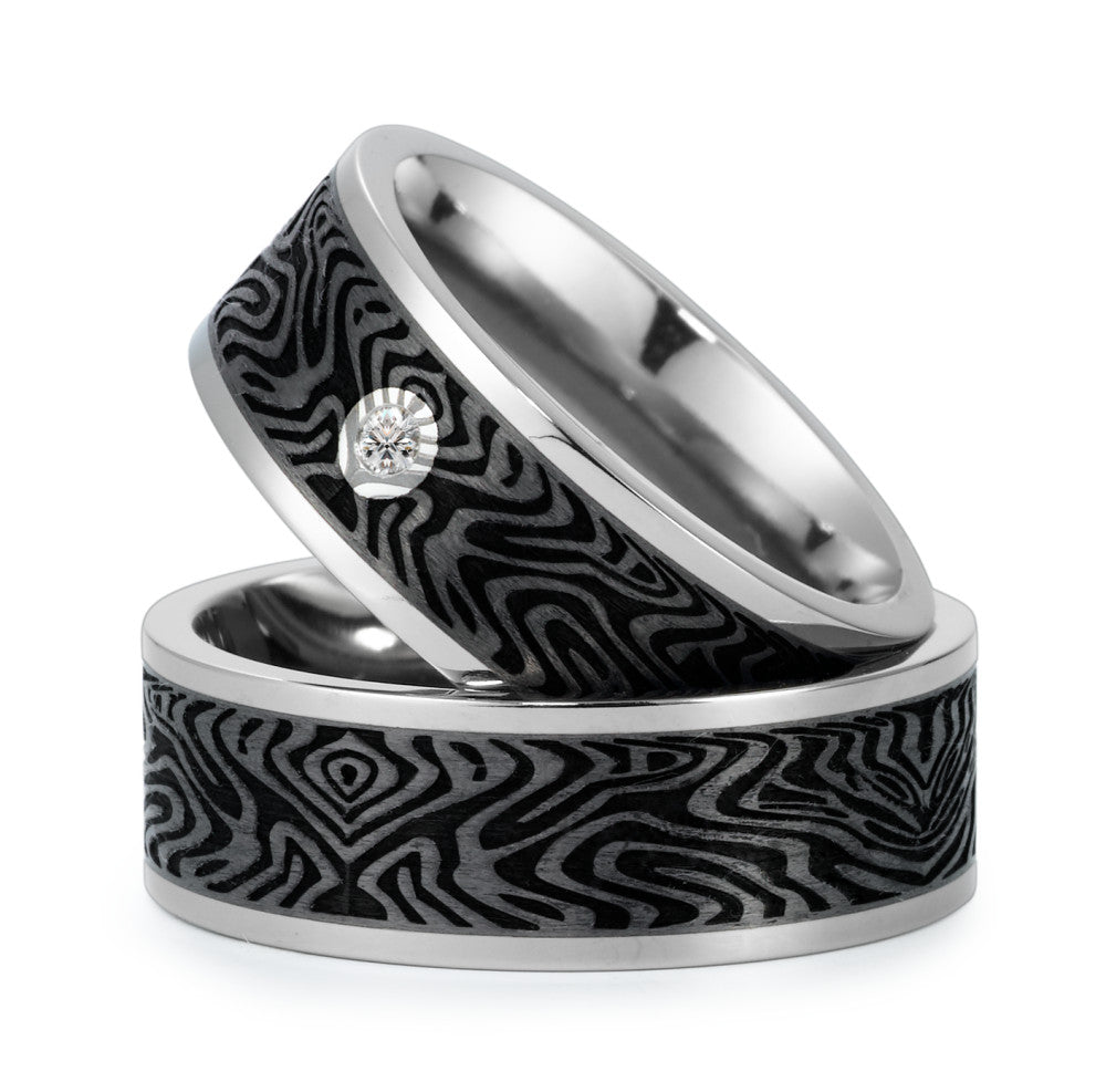 Partnerring titan, Kol diamant 0.03 ct, w-si