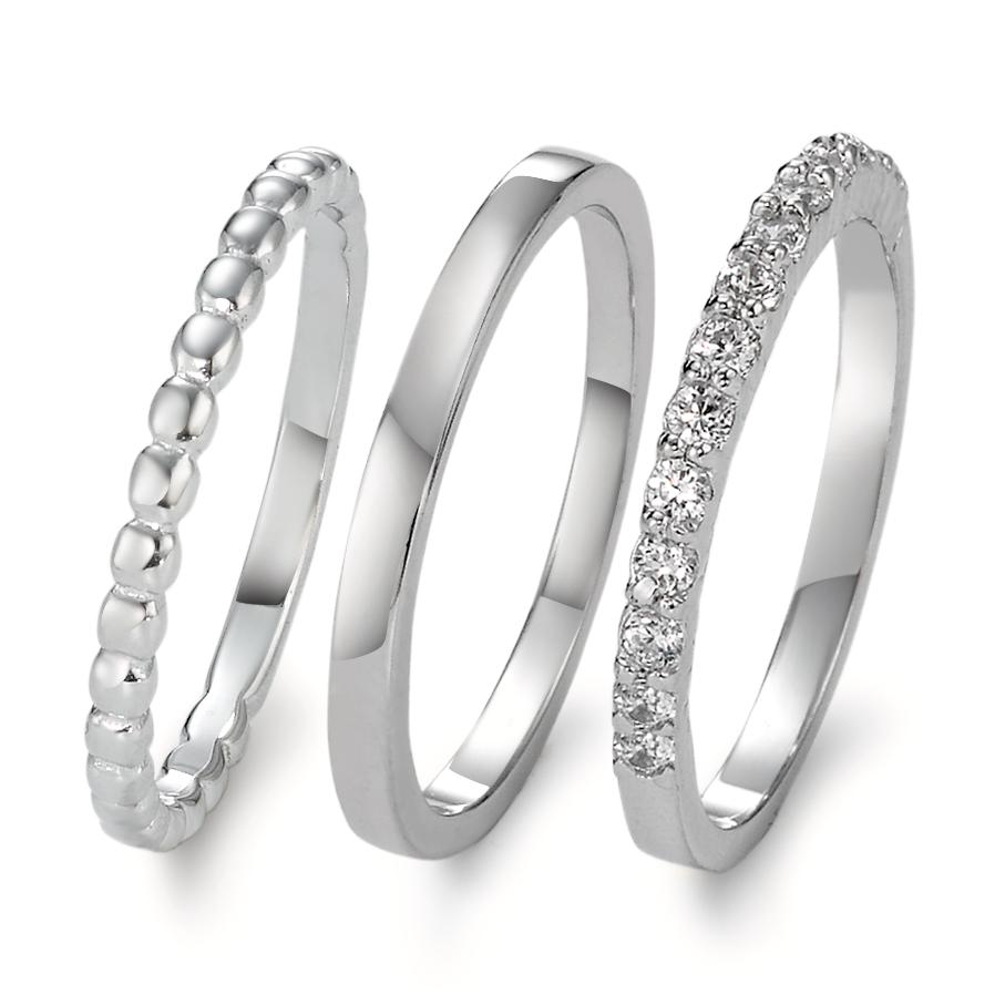 Ring set Silver Zirkoniumoxid rodiumpläterad