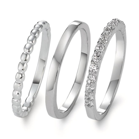 Ring set Silver Zirkoniumoxid rodiumpläterad