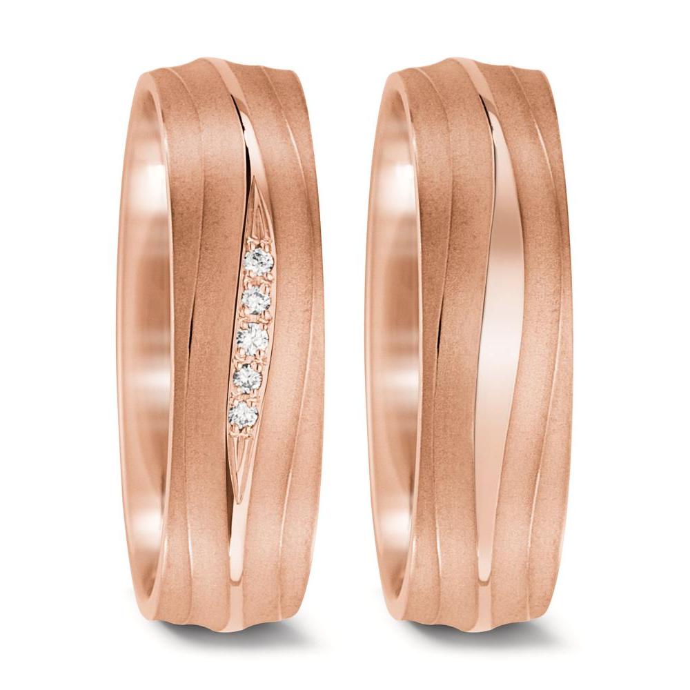 Partnerring 750/18 K roséguld diamant 0.028 ct, 5 stenar, tw-vsi