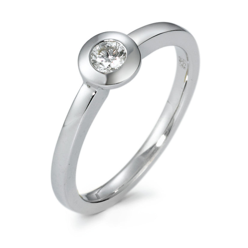 Solitärring 585/14 K vitguld [Diamant] 0.15 ct, w-si