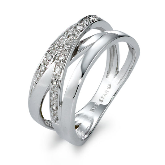 Finger ring 585/14 K vitguld diamant 0.10 ct, 17 stenar, w-si