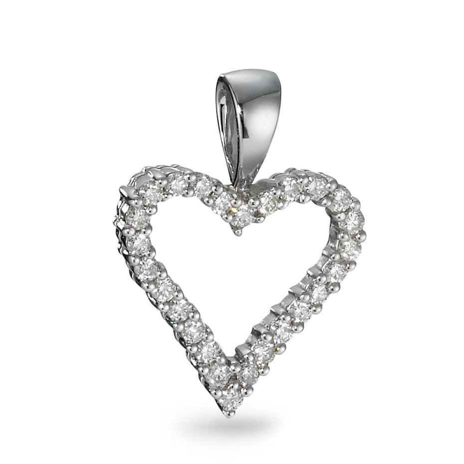 Hängsmycke 750/18 K vitguld diamant 0.31 ct, 26 stenar, w-si Hjärta Ø14 mm