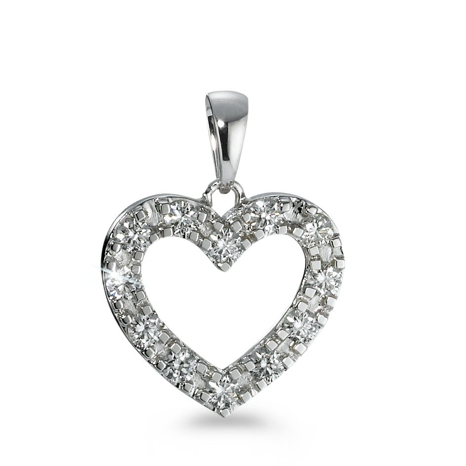 Hängsmycke 750/18 K vitguld diamant 0.60 ct, 12 stenar, w-si Hjärta Ø17 mm