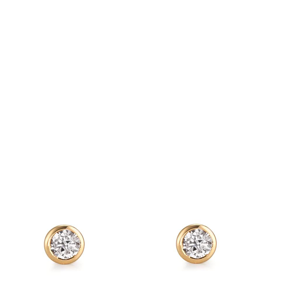 Örhängen med knoppar 750/18 K gult guld Zirkoniumoxid 2 stenar Ø3 mm