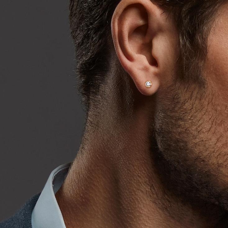 Örhängen med knoppar 750/18 K gult guld Zirkoniumoxid 2 stenar Ø2.5 mm