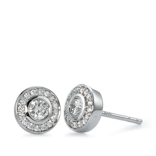 Örhängen med knoppar 750/18 K vitguld diamant 0.39 ct, 34 stenar, w-si Ø7 mm