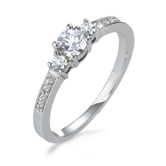 Finger ring 750/18 K vitguld diamant 0.40 ct, 11 stenar, w-si